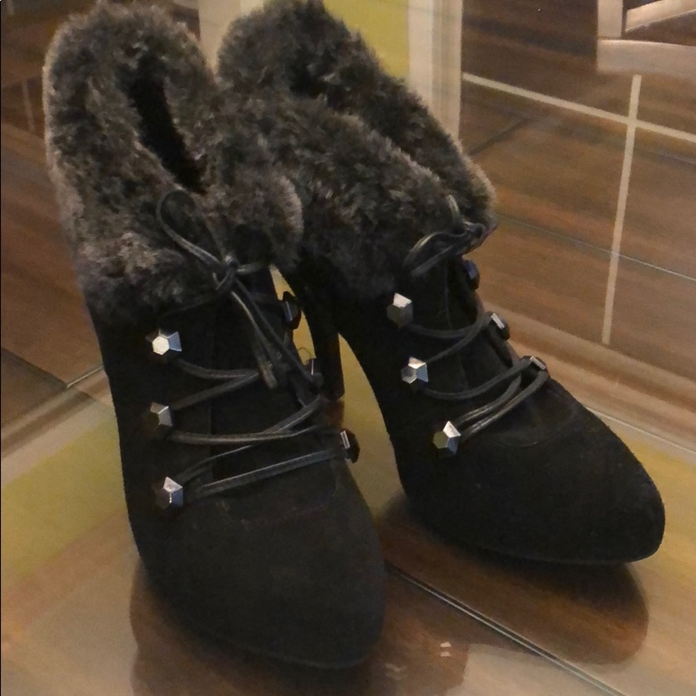 Black Bebe Fur lined booties